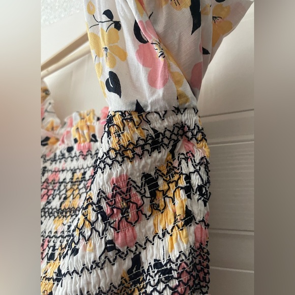 Kate Spade New York Lily Blooms Smocked Multi Floral Pastel Midi Dress - Picture 7 of 15